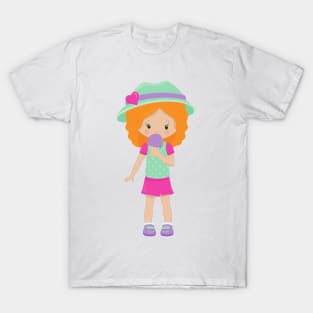 Girl With Ice Cream, Little Girl, Orange Hair T-Shirt